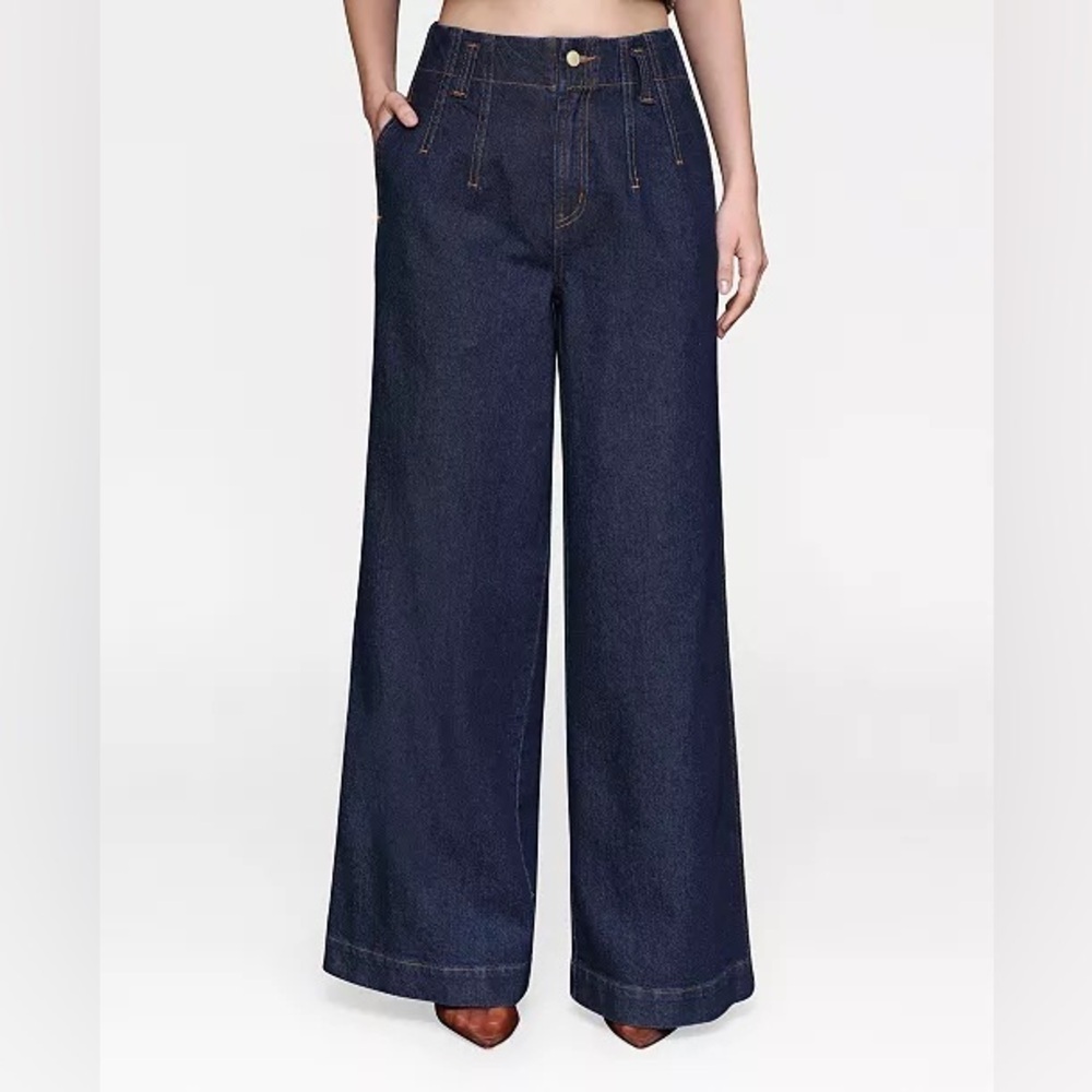 Avec Les Filles NWT Wide Leg Hollywood Waist Jeans Size 29 High Waist Rigid